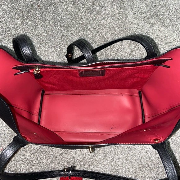 Black Coach Tote With Red Interior - Picture 3 of 5